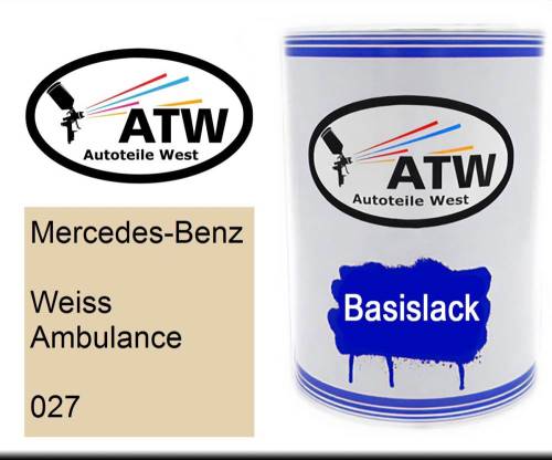 Mercedes-Benz, Weiss Ambulance, 027: 500ml Lackdose, von ATW Autoteile West.